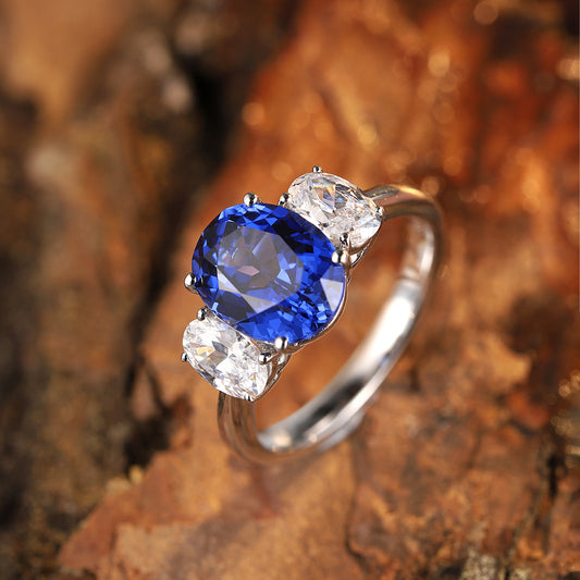 Laboratory grown sapphire ring,main stone 3.32CT,9K gold ring setting