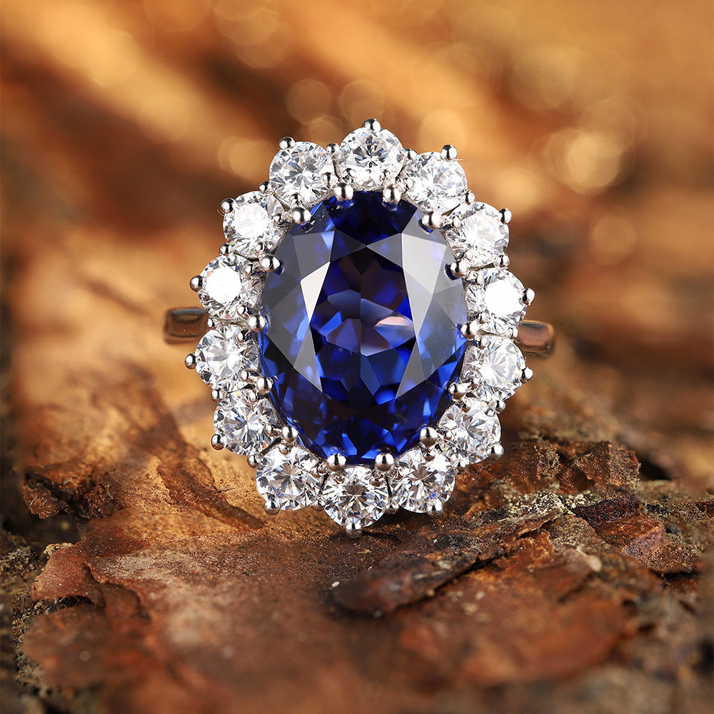 Laboratory grown sapphire ring,main stone 8.4CT,9K gold ring setting