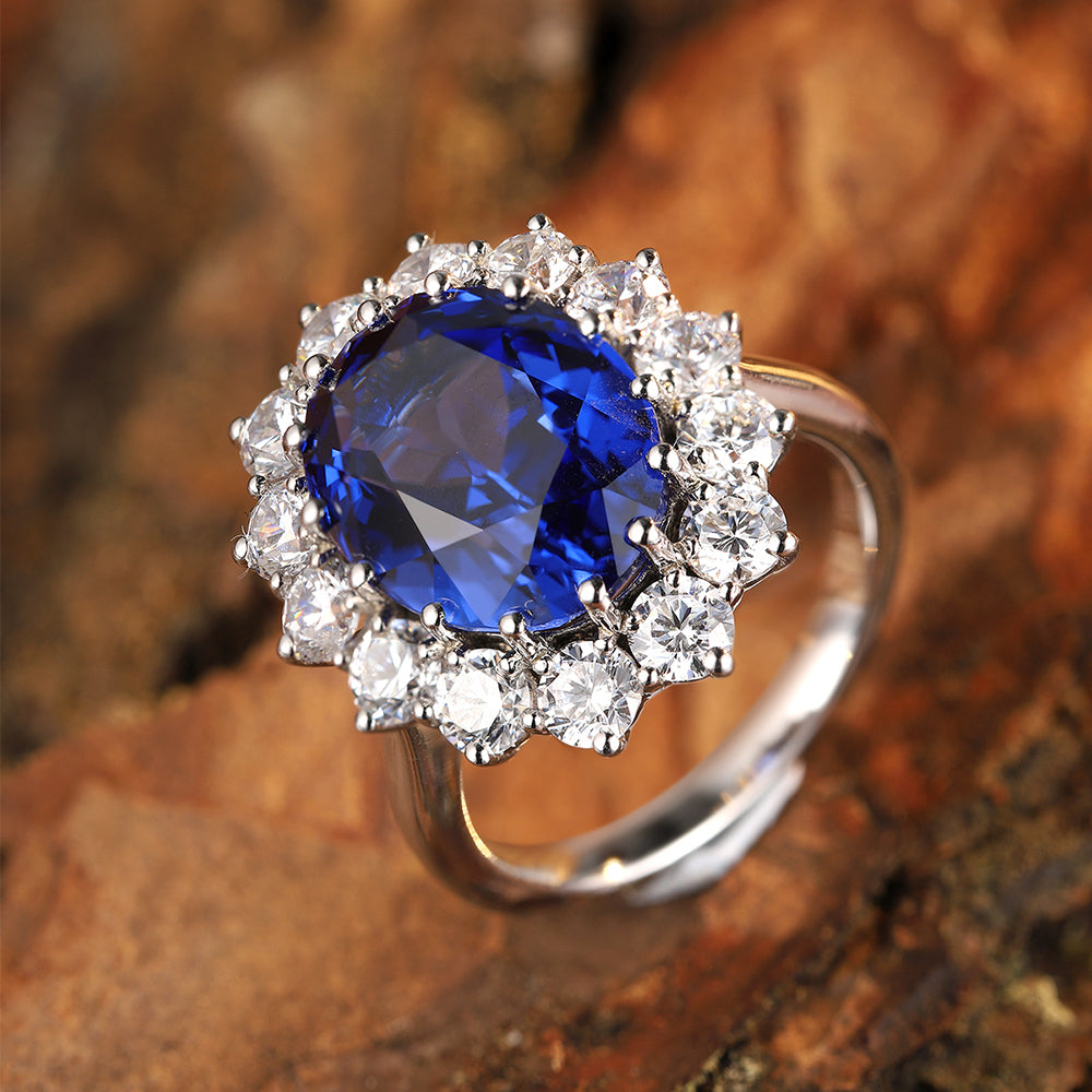 Laboratory grown sapphire ring,main stone 8.4CT,9K gold ring setting