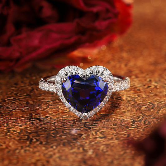 Laboratory grown sapphire ring,main stone 3.43CT,9K gold ring setting