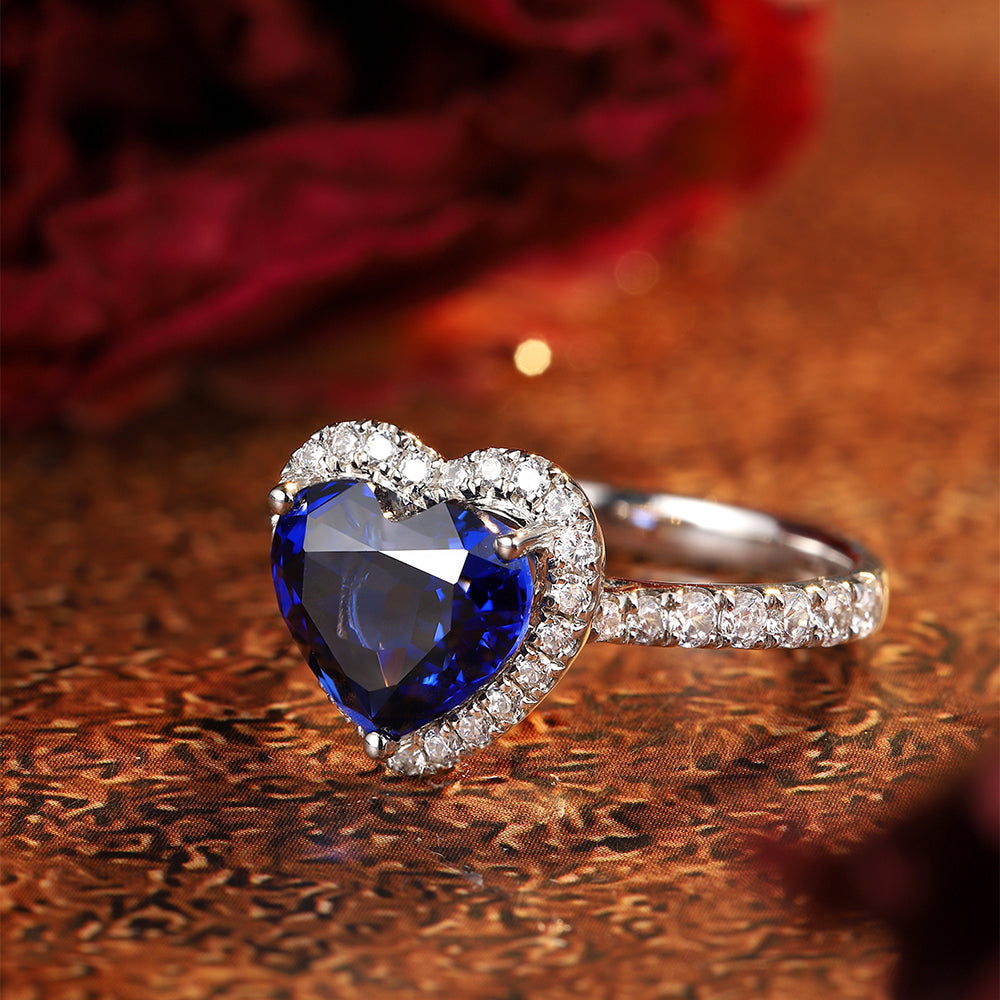 Laboratory grown sapphire ring,main stone 3.43CT,9K gold ring setting