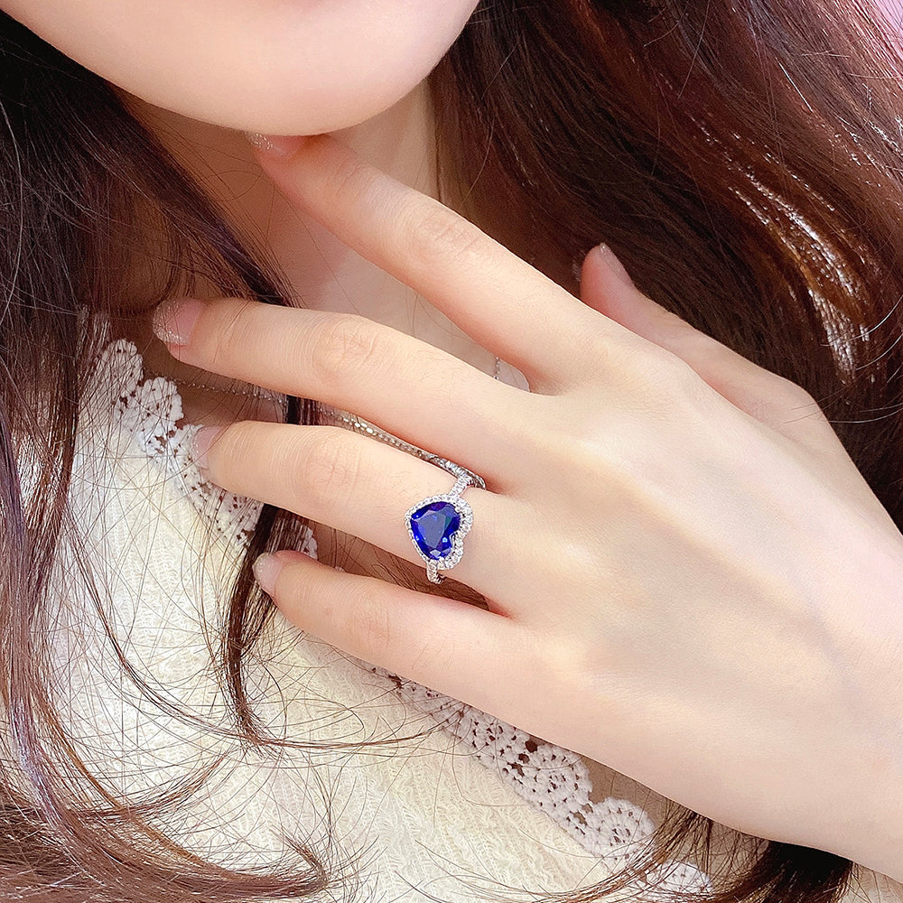 Laboratory grown sapphire ring,main stone 3.43CT,9K gold ring setting