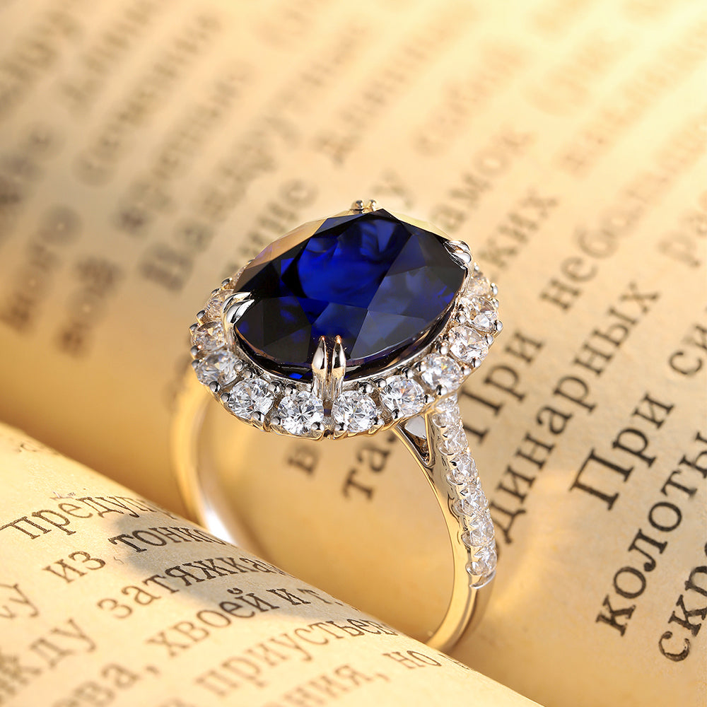 Laboratory grown sapphire ring,main stone 8.6CT,9K gold  ring setting