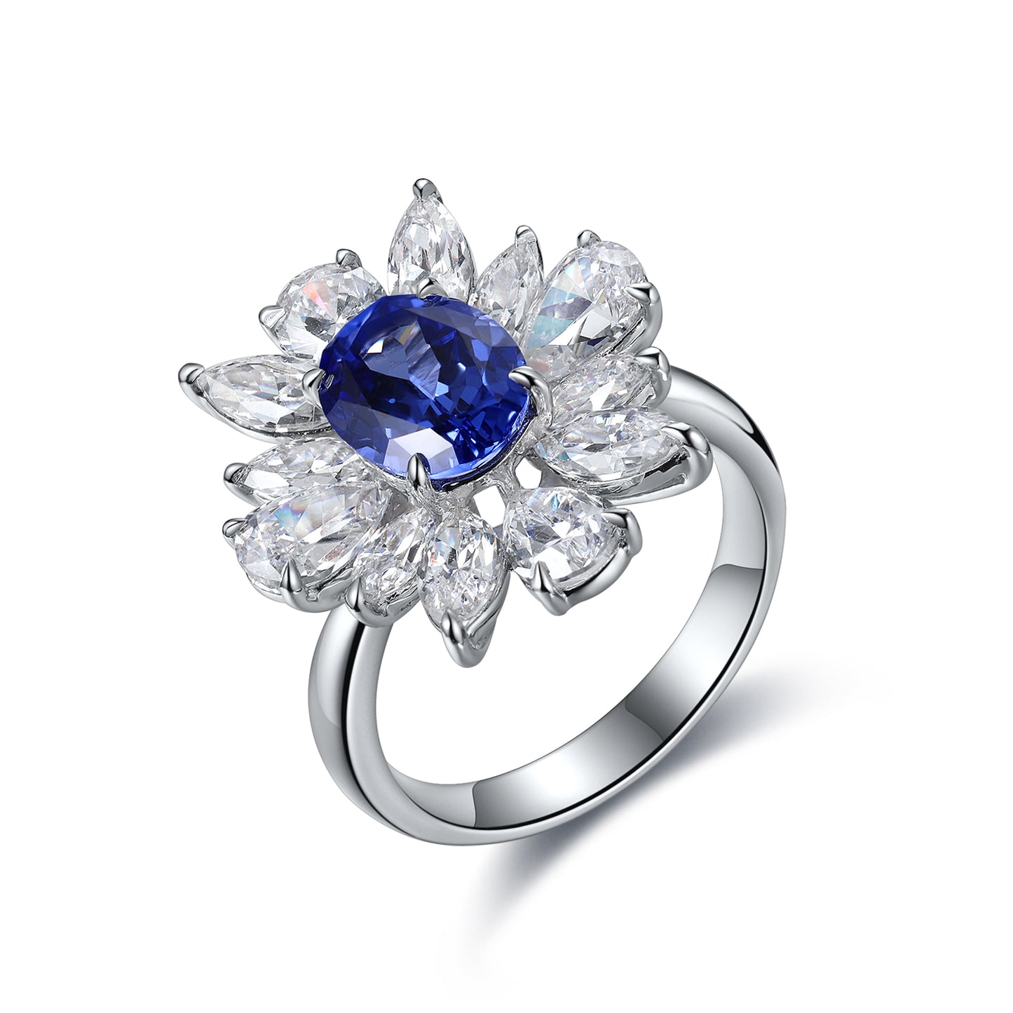 Laboratory grown sapphire ring,main stone 2.14CT,9K gold ring setting