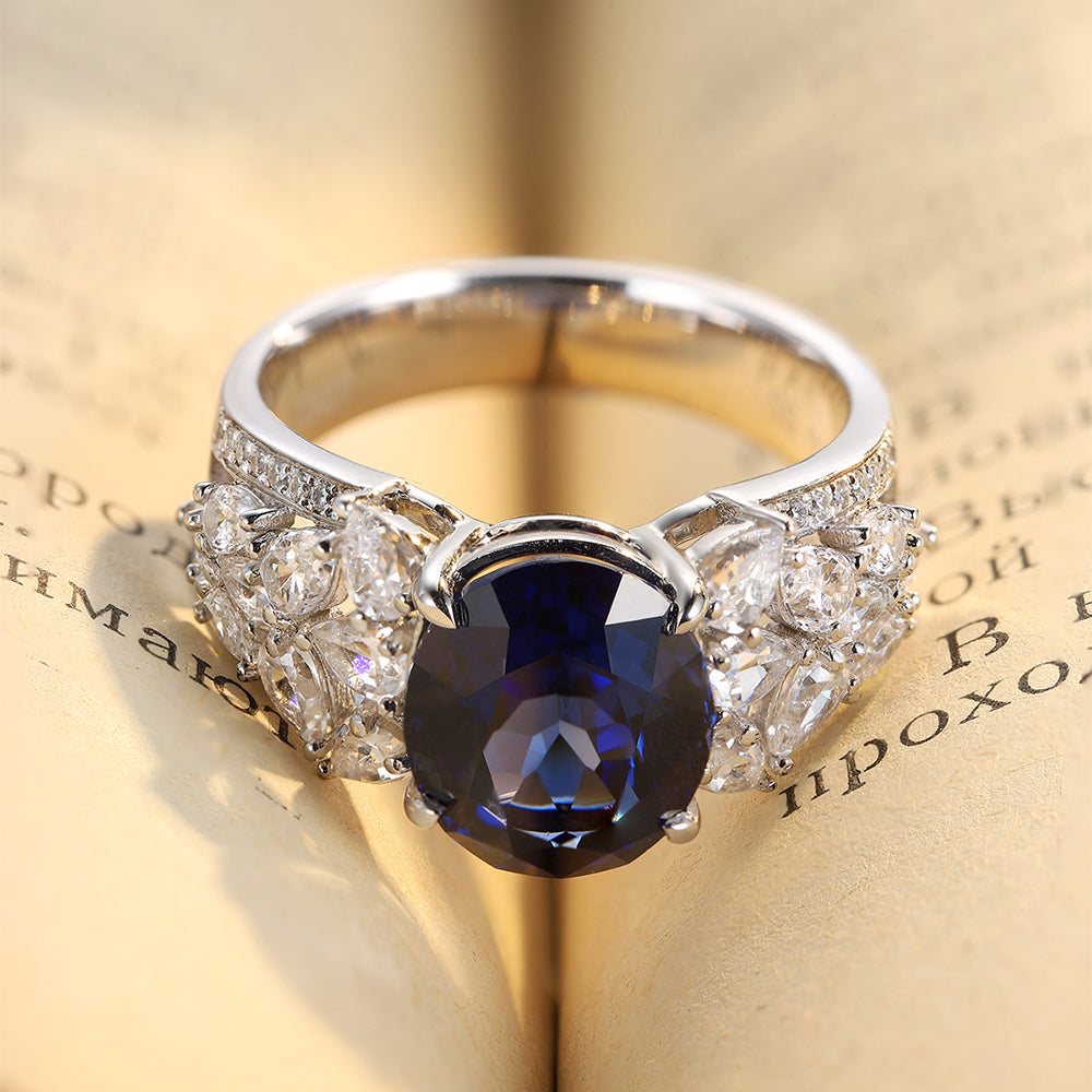 Laboratory grown sapphire ring,main stone5.03CT,9K gold ring setting