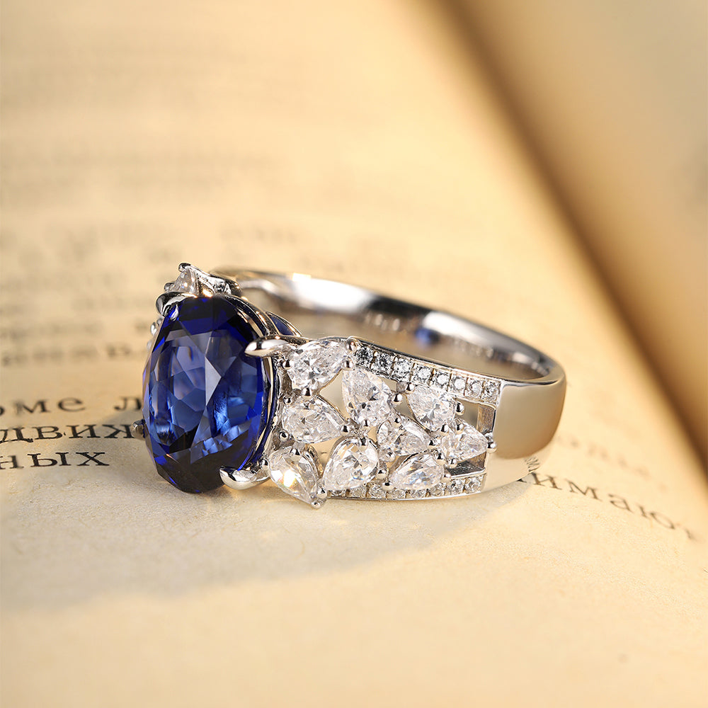 Laboratory grown sapphire ring,main stone5.03CT,9K gold ring setting