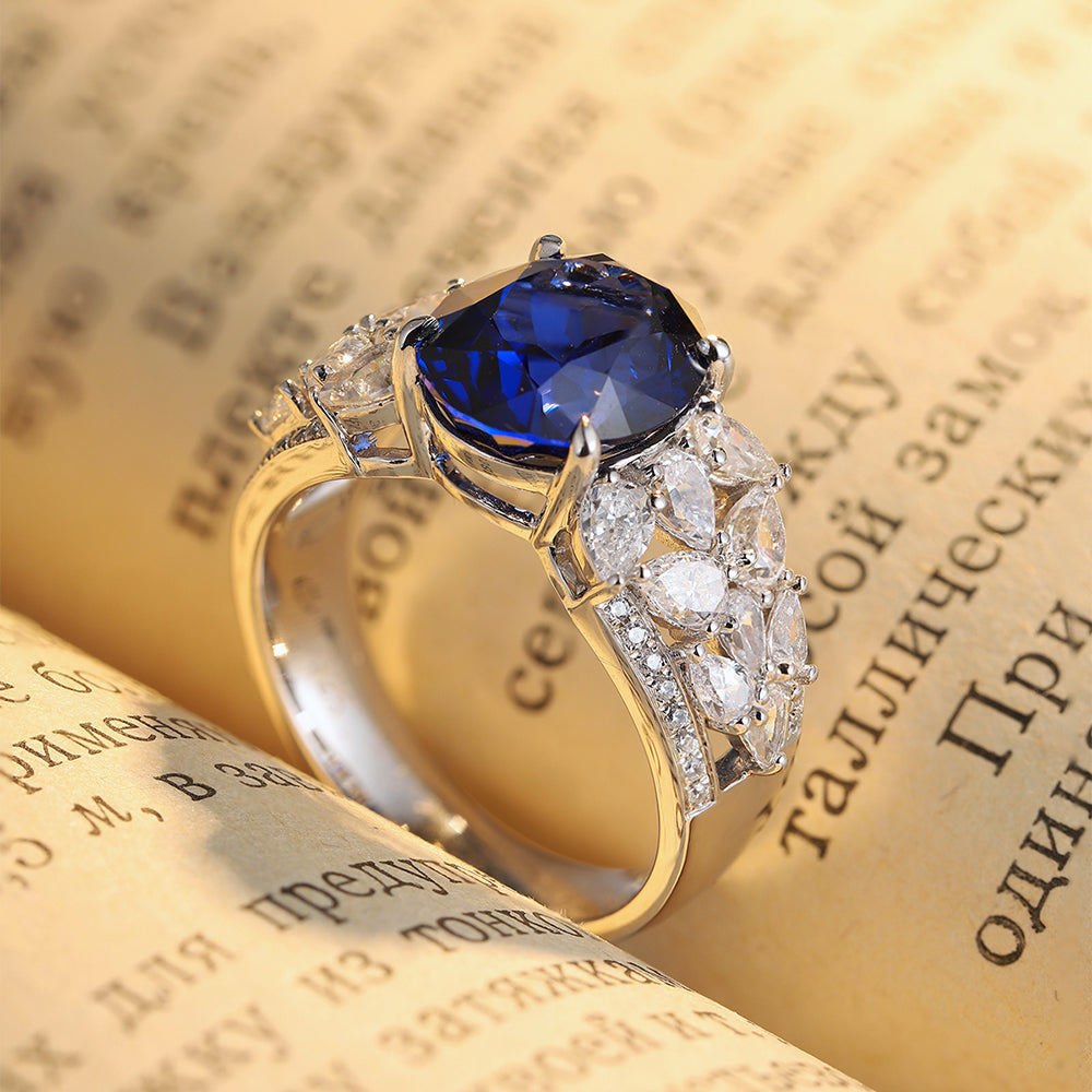 Laboratory grown sapphire ring,main stone5.03CT,9K gold ring setting