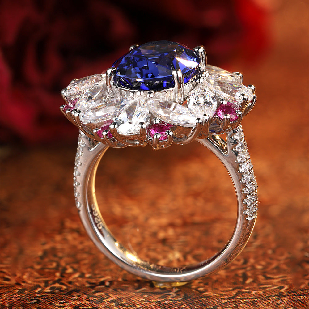 Laboratory grown sapphire ring,main stone 5.05CT,9K gold ring setting