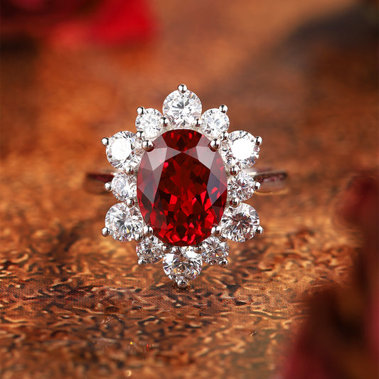 Laboratory grown ruby ring,main stone 3.96CT,9K gold ring setting