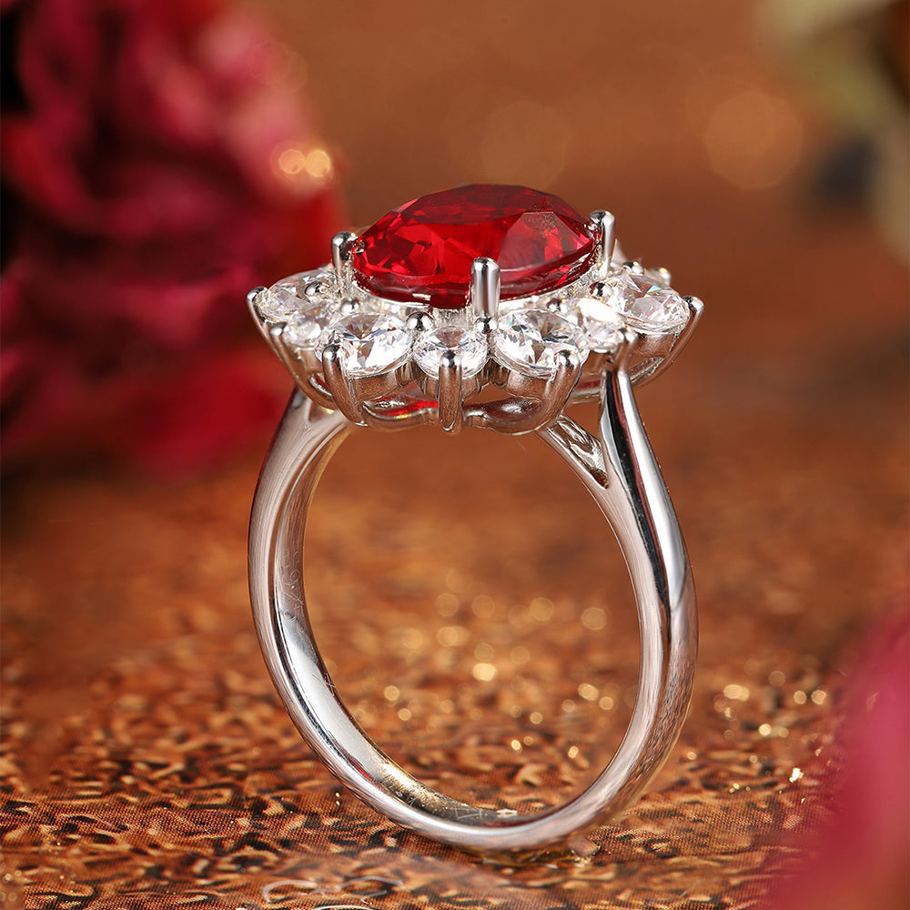 Laboratory grown ruby ring,main stone 3.96CT,9K gold ring setting