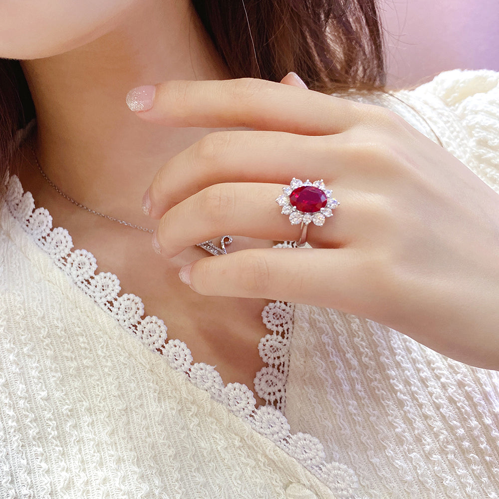 Laboratory grown ruby ring,main stone 3.96CT,9K gold ring setting