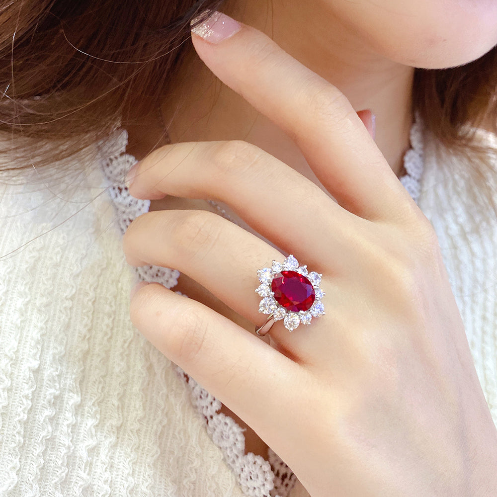 Laboratory grown ruby ring,main stone 3.96CT,9K gold ring setting