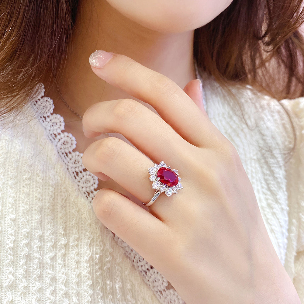 Laboratory grown ruby ring,main stone 3.96CT,9K gold ring setting