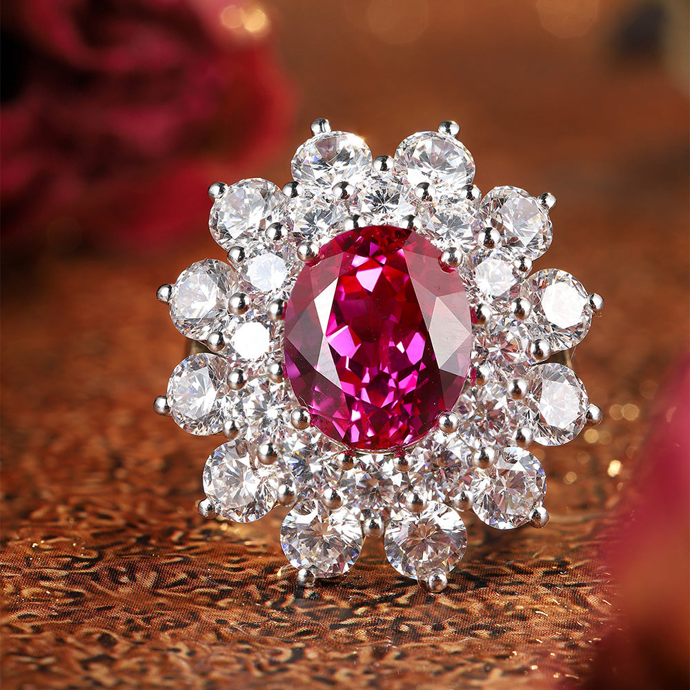 Laboratory grown ruby ring,main stone 4.961CT,9K gold ring setting