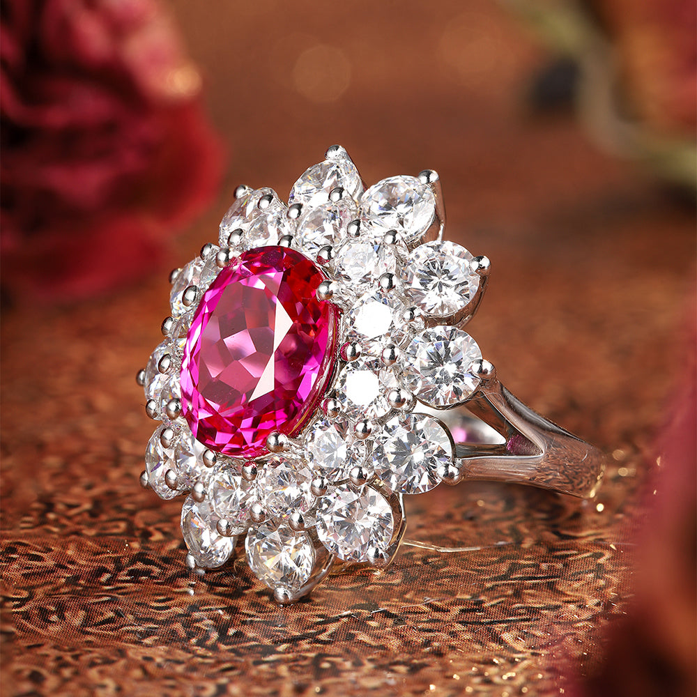 Laboratory grown ruby ring,main stone 4.961CT,9K gold ring setting