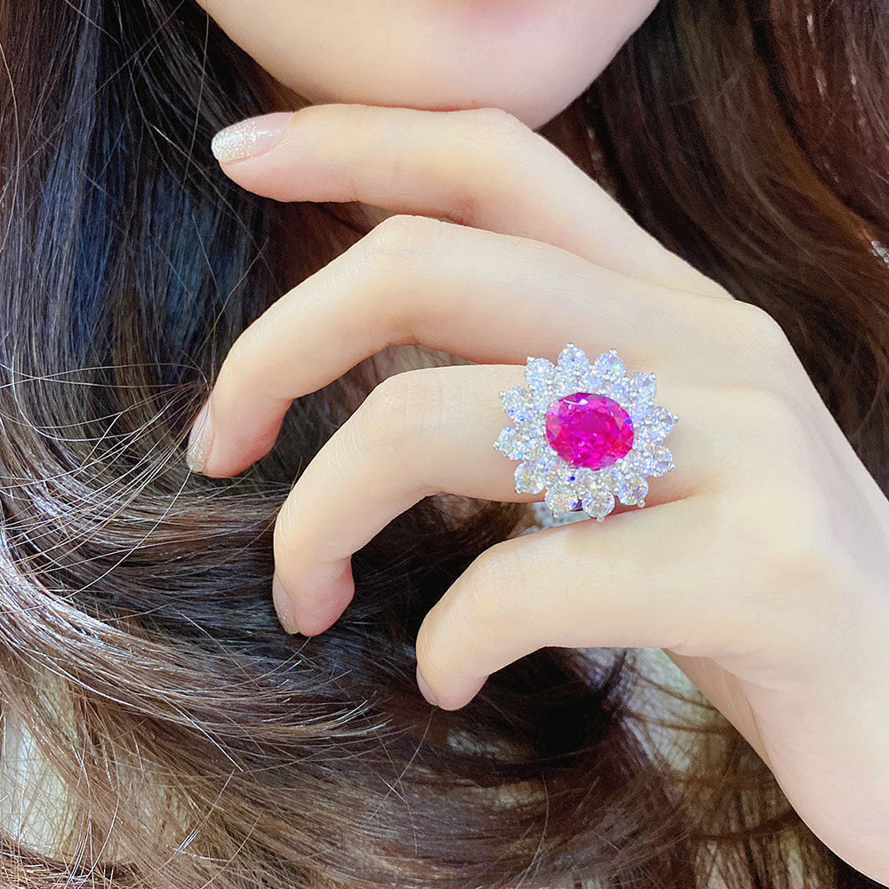 Laboratory grown ruby ring,main stone 4.961CT,9K gold ring setting