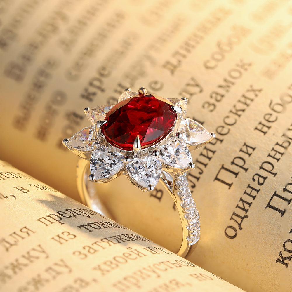 Laboratory grown ruby ring,main stone 3.97CT,9K gold ring setting