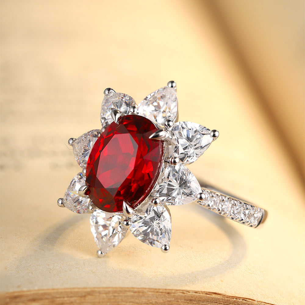 Laboratory grown ruby ring,main stone 3.97CT,9K gold ring setting