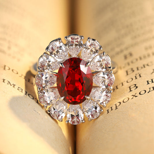 Laboratory grown ruby ring,main stone 3.533CT,9K gold ring setting