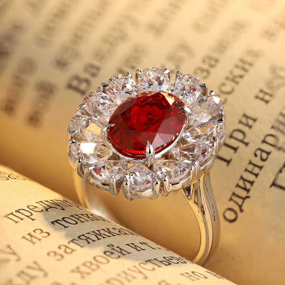 Laboratory grown ruby ring,main stone 3.533CT,9K gold ring setting