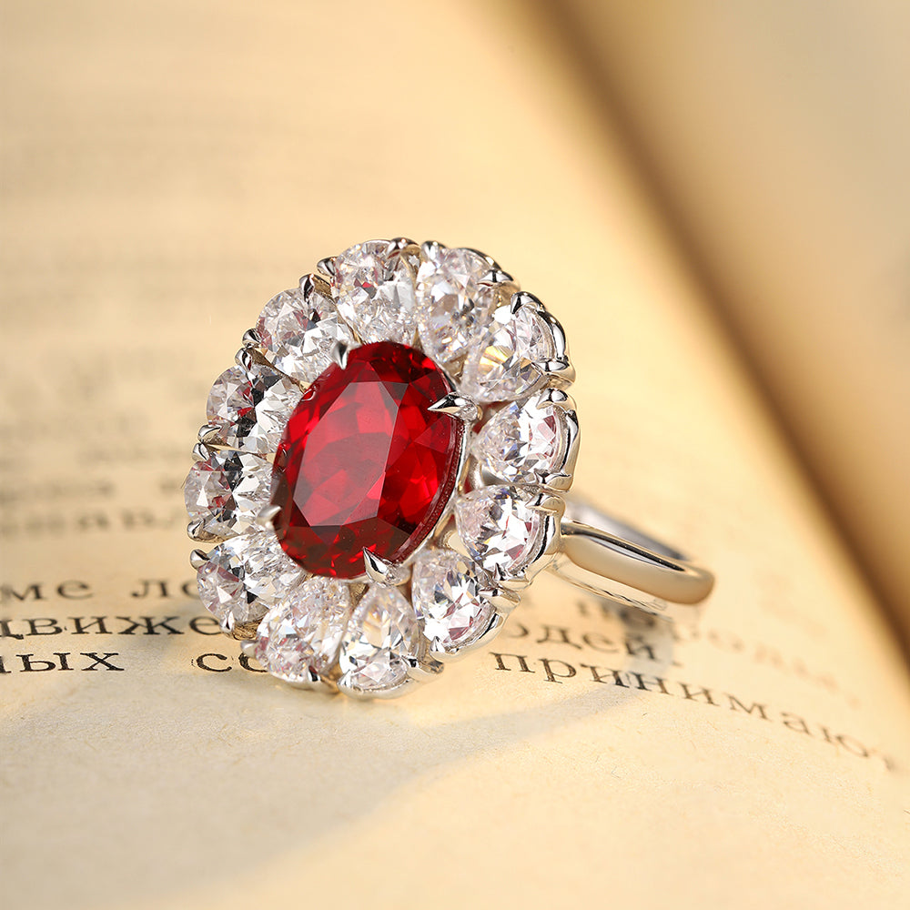 Laboratory grown ruby ring,main stone 3.533CT,9K gold ring setting