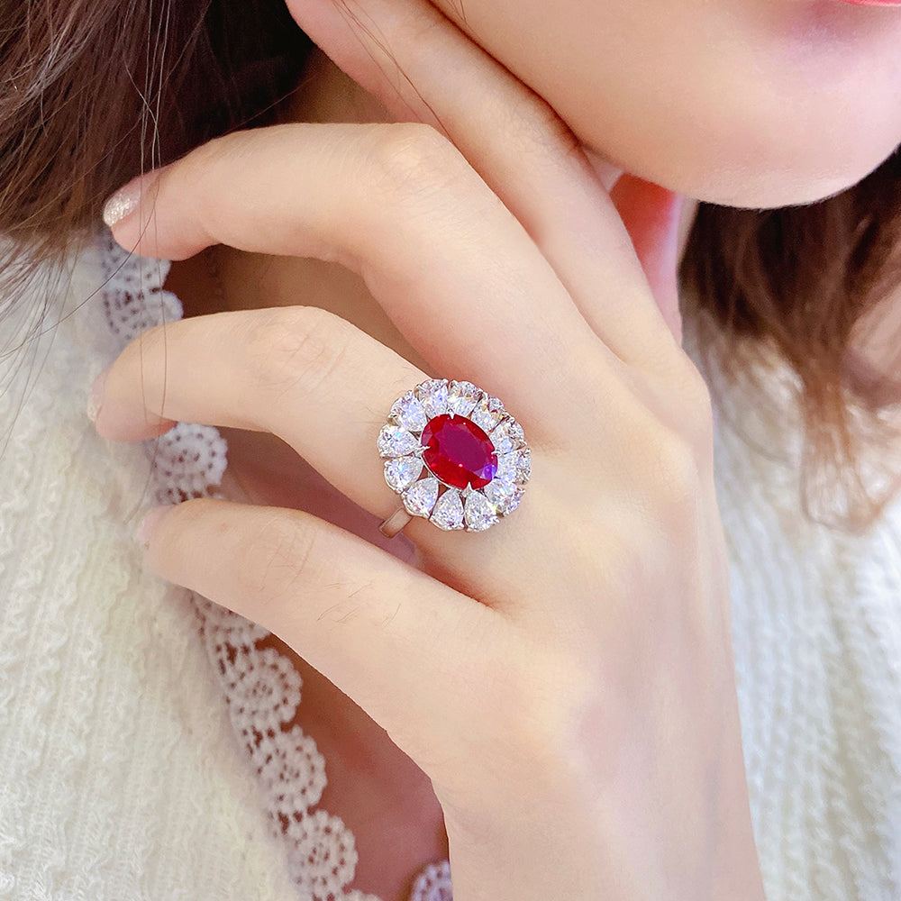 Laboratory grown ruby ring,main stone 3.533CT,9K gold ring setting