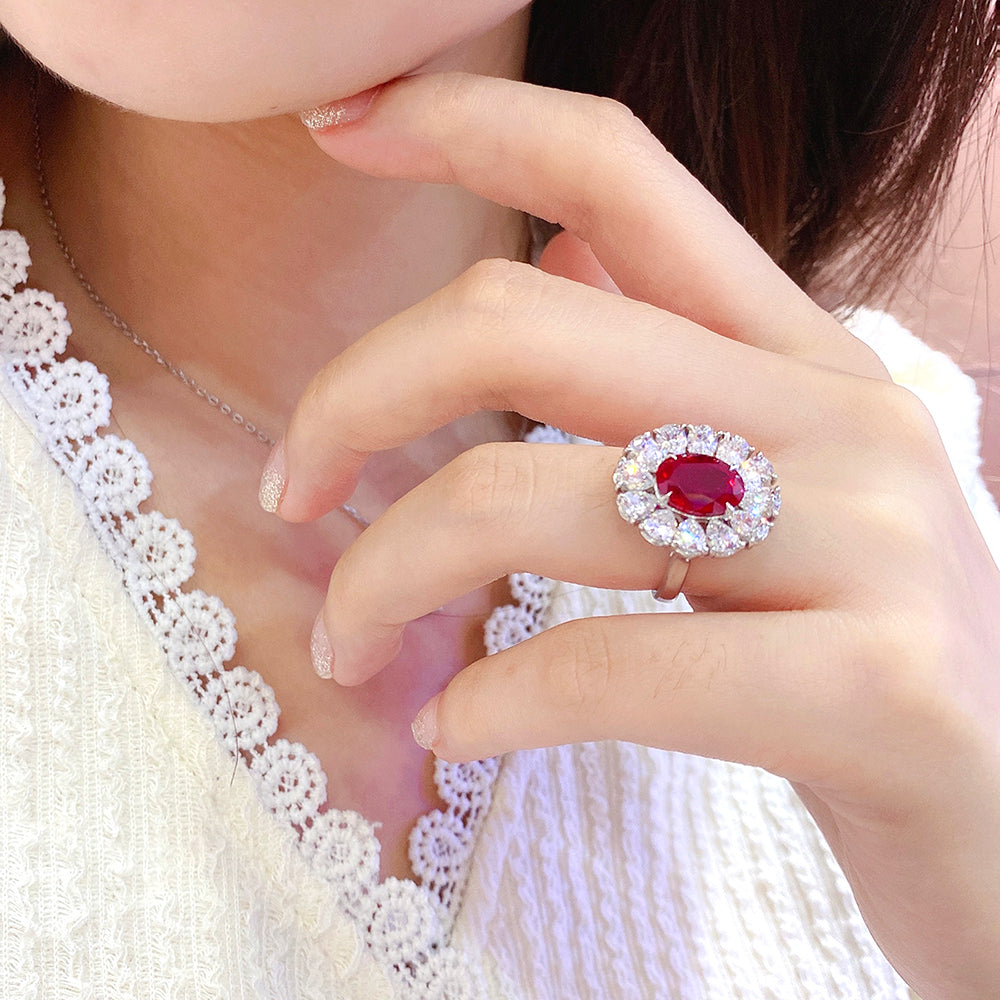 Laboratory grown ruby ring,main stone 3.533CT,9K gold ring setting