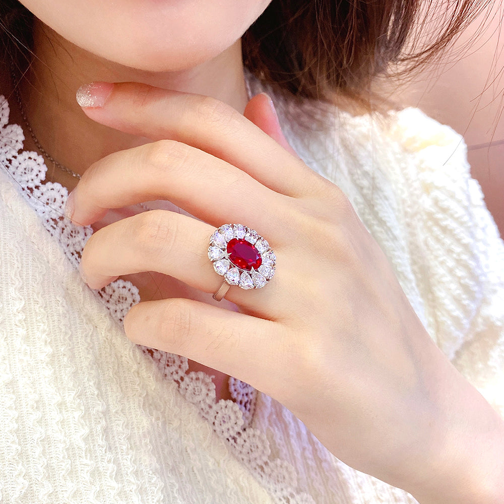 Laboratory grown ruby ring,main stone 3.533CT,9K gold ring setting