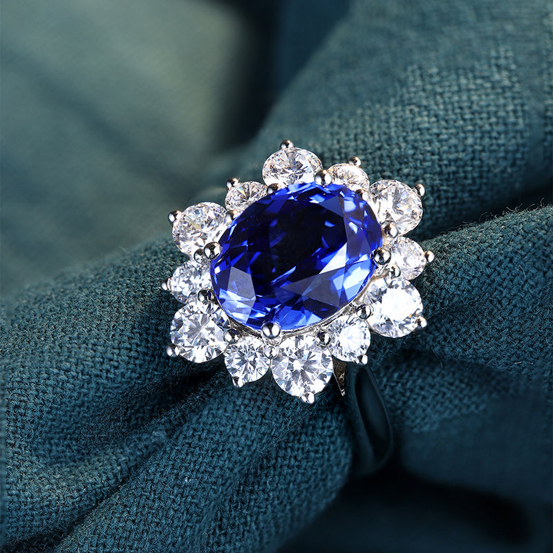 Laboratory grown sapphire ring,main stone 4.21CT,9K gold ring setting