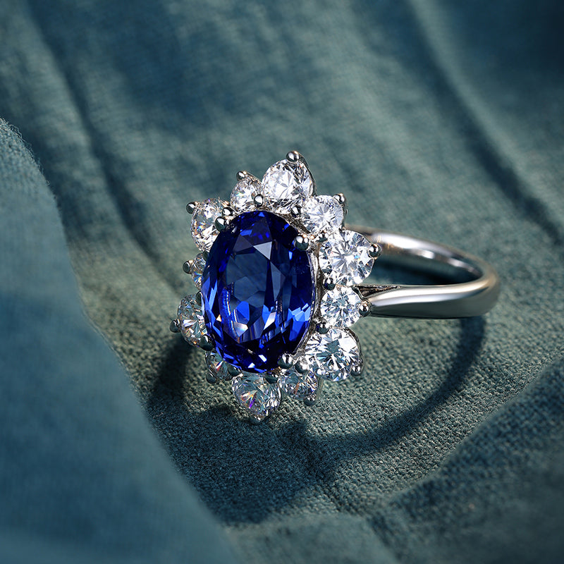 Laboratory grown sapphire ring,main stone 4.21CT,9K gold ring setting