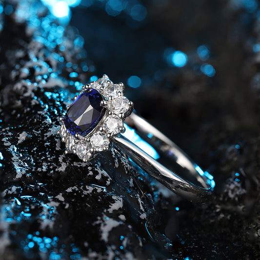 Laboratory grown sapphire ring,main stone 1.125CT,9K gold ring setting