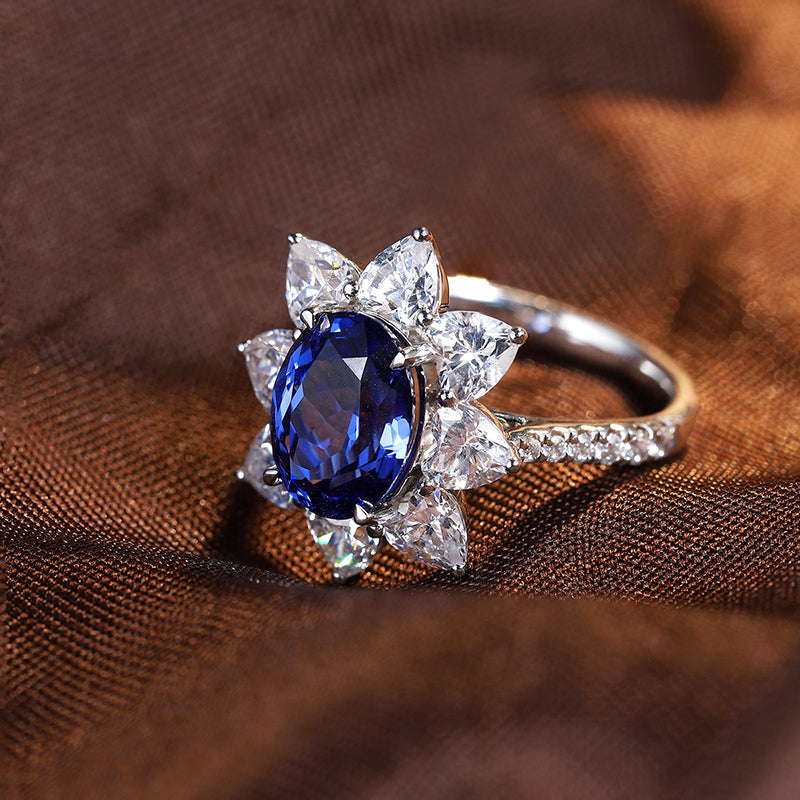 Laboratory grown sapphire ring,main stone 4.225CT,9K gold ring setting