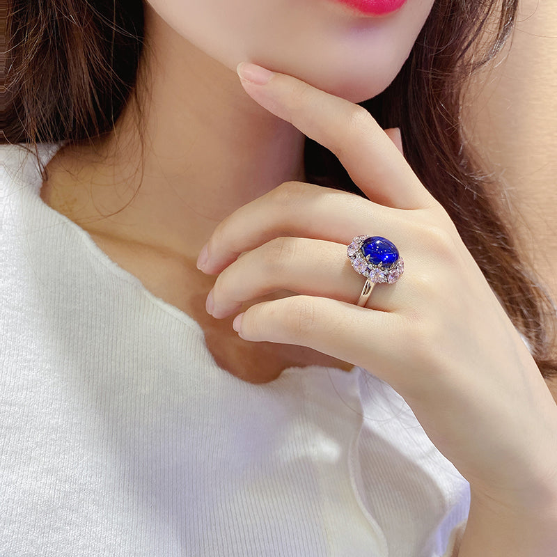 Laboratory grown sapphire ring,main stone 6.992CT,9K gold ring setting