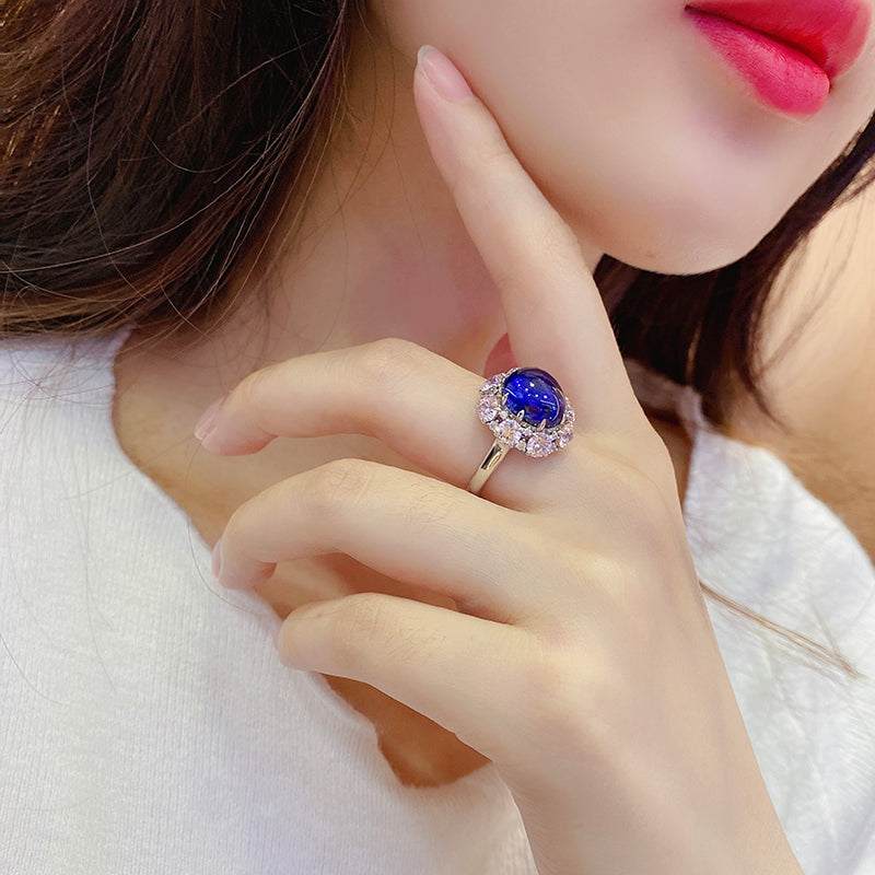 Laboratory grown sapphire ring,main stone 6.992CT,9K gold ring setting