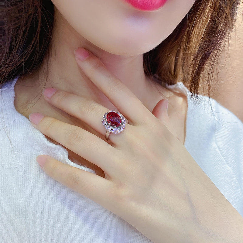 Laboratory grown ruby ring,main stone 6.8CT,9K gold ring setting