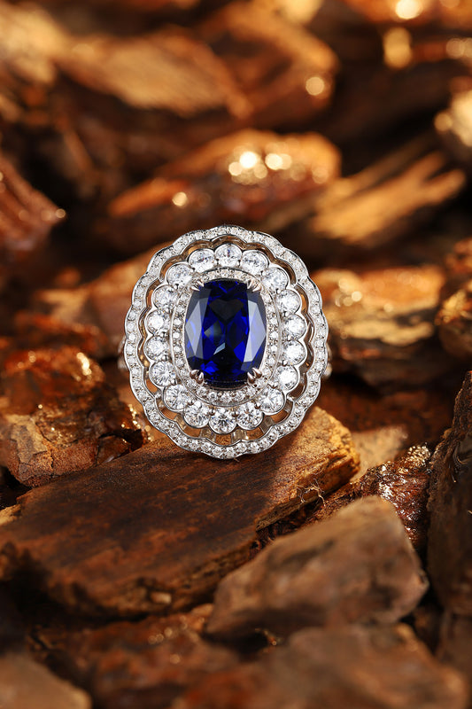 Laboratory grown sapphire ring,main stone 4.005CT,9K gold ring setting