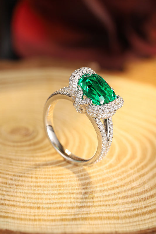 Laboratory grown emerald ring,main stone 2.95CT,9K gold ring setting