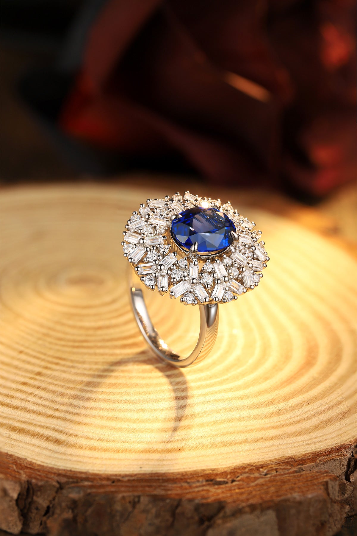 Laboratory grown sapphire ring,main stone 3.66CT,9K gold ring setting