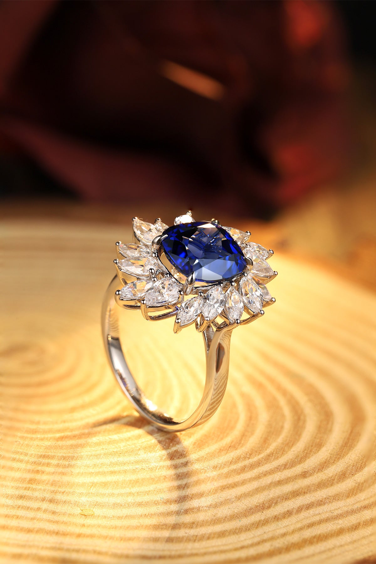 Laboratory grown sapphire ring,main stone 4.06CT,9K gold ring setting