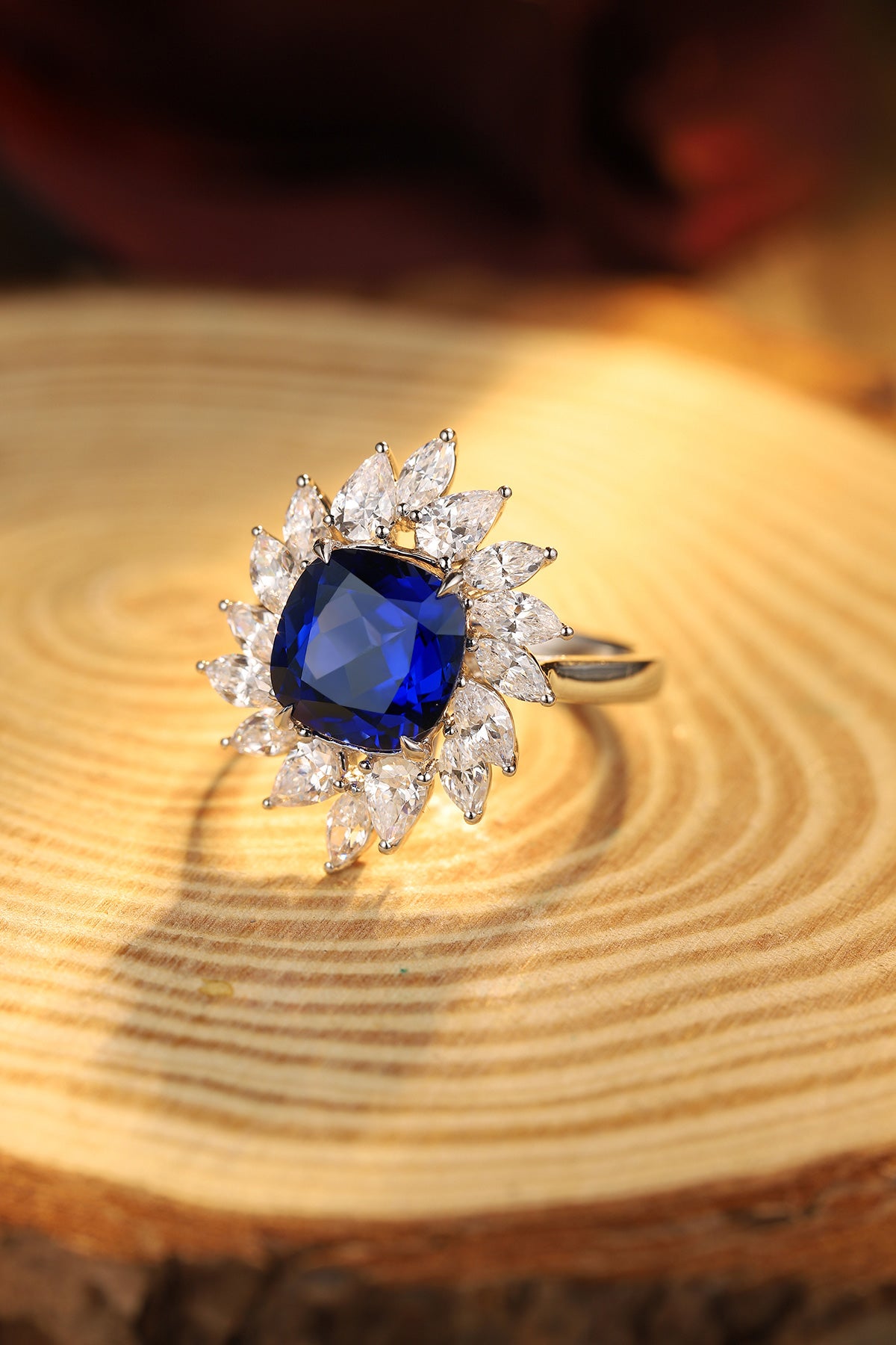 Laboratory grown sapphire ring,main stone 4.06CT,9K gold ring setting