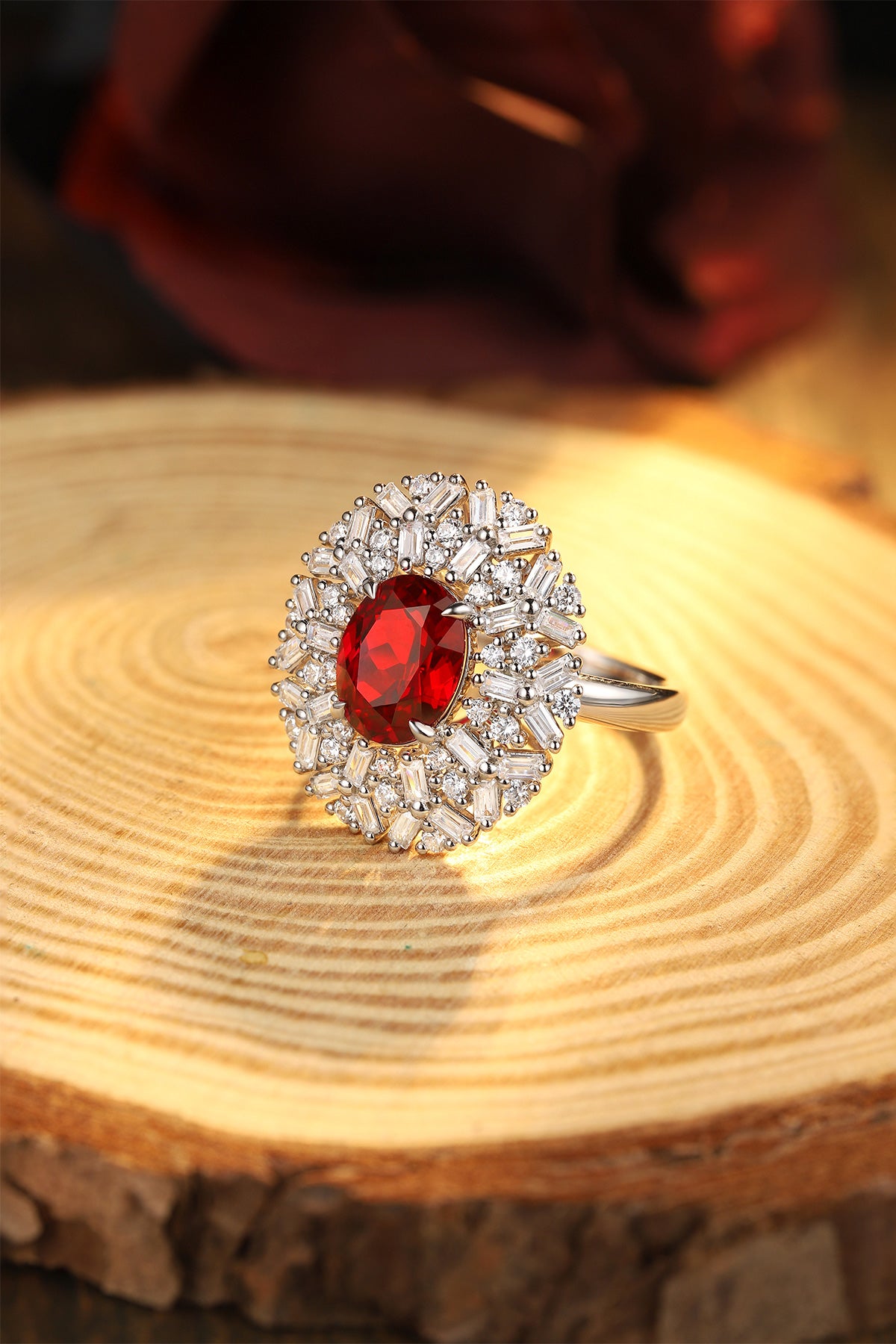 Laboratory grown ruby ring,main stone 3.31CT,9K gold ring setting