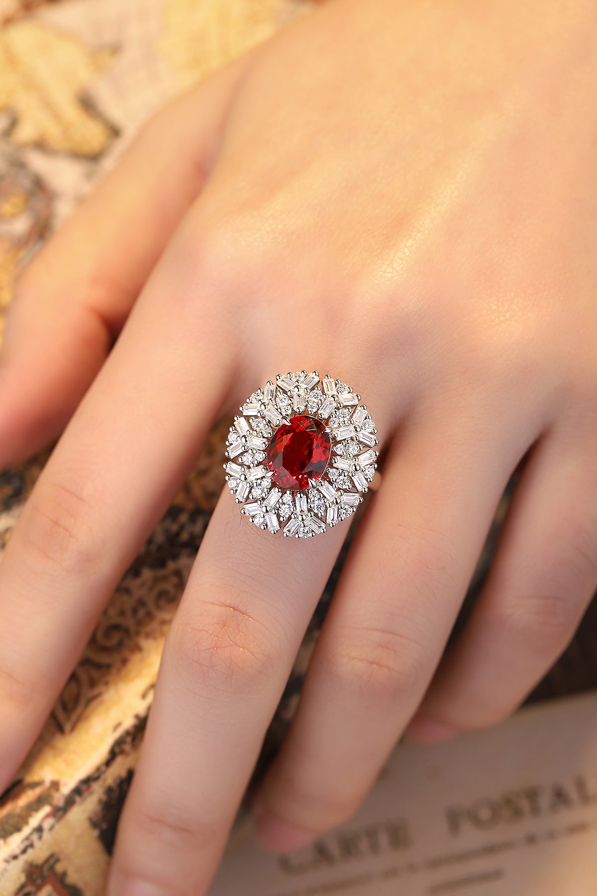 Laboratory grown ruby ring,main stone 3.31CT,9K gold ring setting