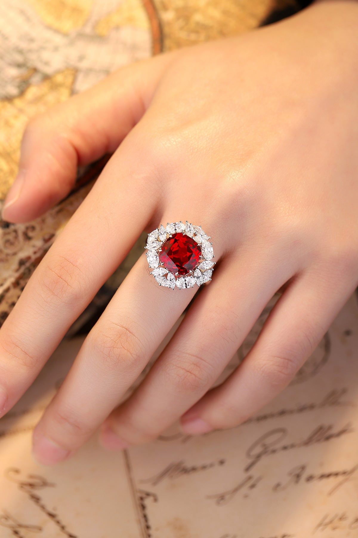 Laboratory grown ruby ring,main stone5.565CT,9K gold ring setting