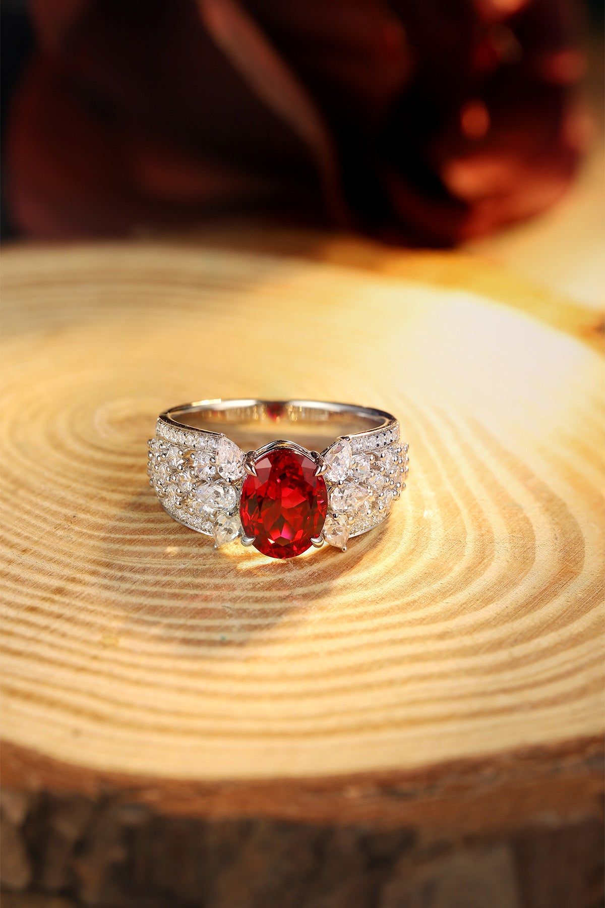 Laboratory grown ruby ring,main stone 2.565CT,9K gold ring setting