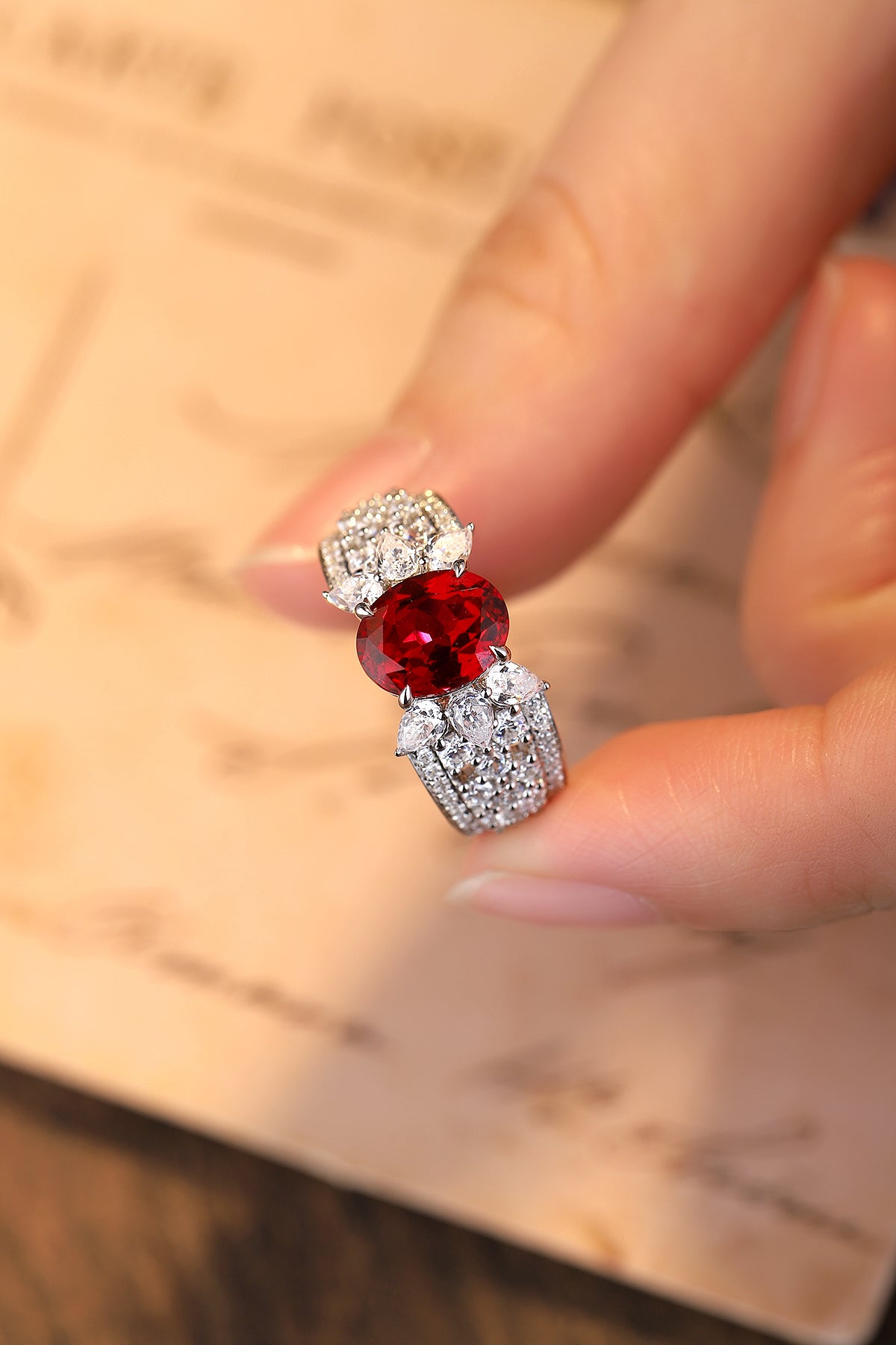 Laboratory grown ruby ring,main stone 2.565CT,9K gold ring setting