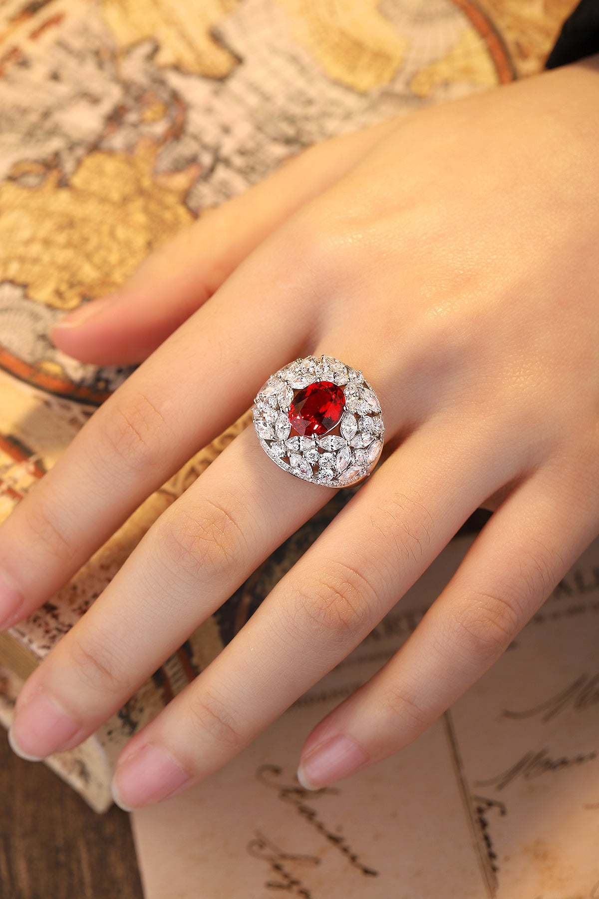 Laboratory grown ruby ring,main stone3.66CT,9K gold ring setting