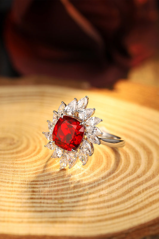 Laboratory grown ruby ring,main stone 4.205CT,9K gold ring setting