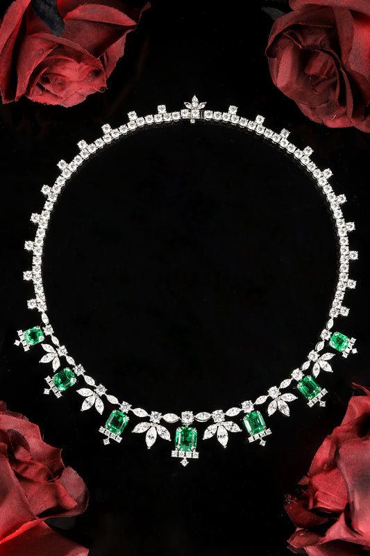 Laboratory grown emerald necklace,main stone 17.625CT,9K gold ring setting