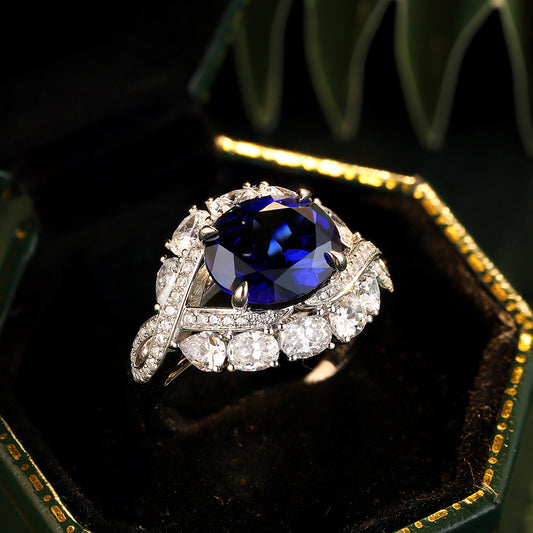 Laboratory grown sapphire ring,main stone 4.815CT,9K gold ring setting