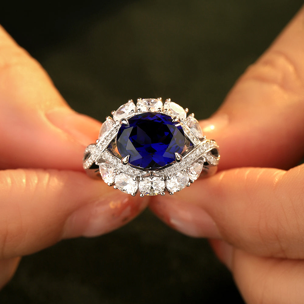 Laboratory grown sapphire ring,main stone 4.815CT,9K gold ring setting